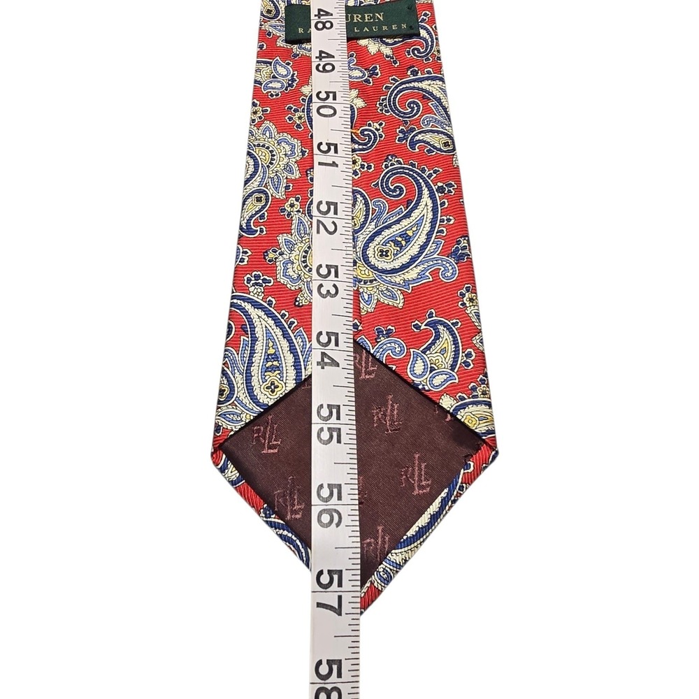 Lauren Ralph Lauren Multicolor Paisley 100% Silk Necktie Made in USA Tie Vintage - Picture 8 of 8